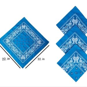 3 Piece Classic Bandana Scarf for Hair Neck and Head New Turquoise 100% Cotton